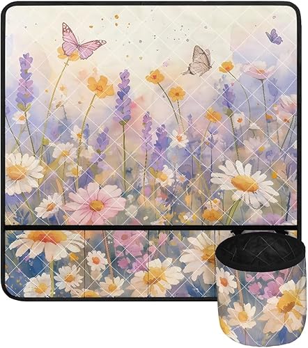 Miniatura 77 de Estera de máquina de coser con flores brillantes y florales bohemias, reduce la vibración, antideslizante, organizador duradero