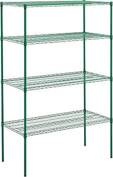 Value Series Commercial 4-Tier Wire Shelving Unit, 24" D x 60" W x 74" H, Stationary Green Epoxy Wire Shelving Storage Unit for Restaurants, NSF Certified