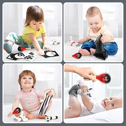 Miniatura 7 de Joyreal Juguetes para bebés de alto contraste en blanco y negro para recién nacidos de 0, 1, 2, 3 meses, juguetes sensoriales para bebés de 0 a 6
