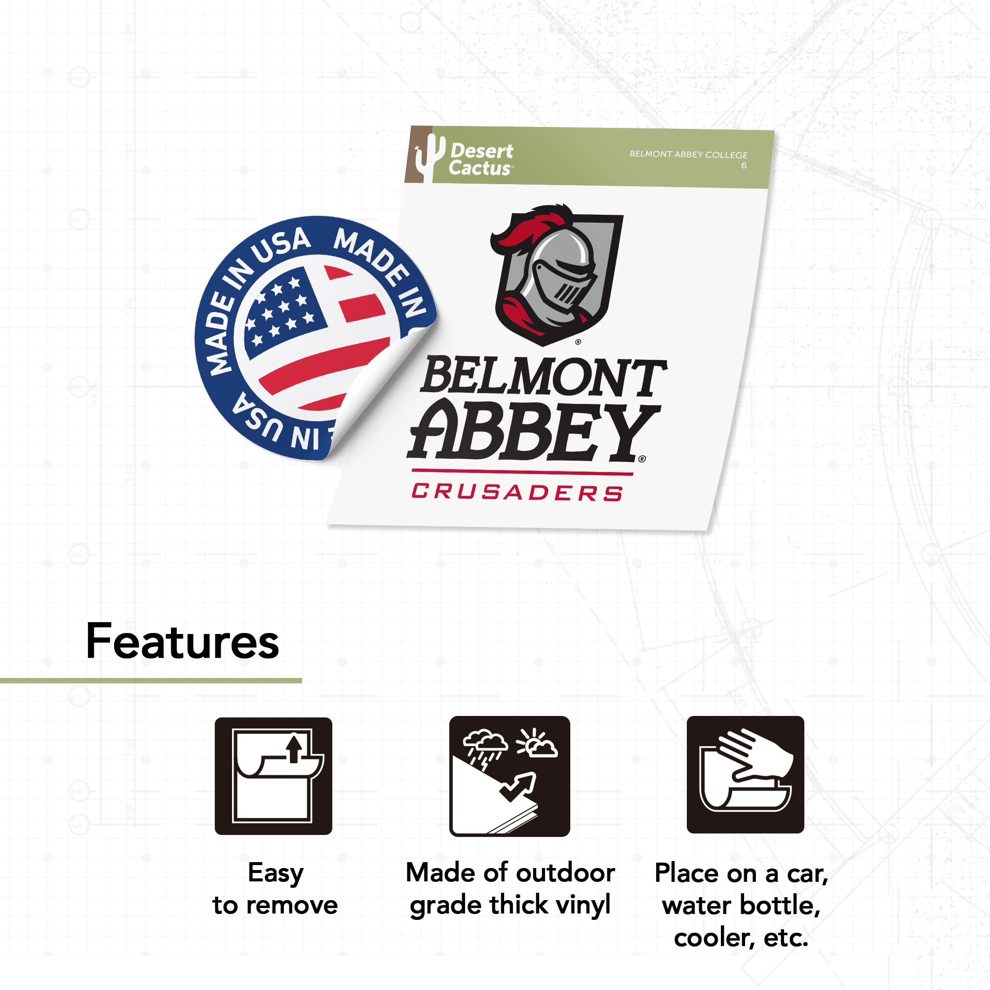 Belmont Abbey Crusaders NCAA Sticker Sheet - 8 Vinyl Decals For Laptop, Car, Water Bottle - View #6