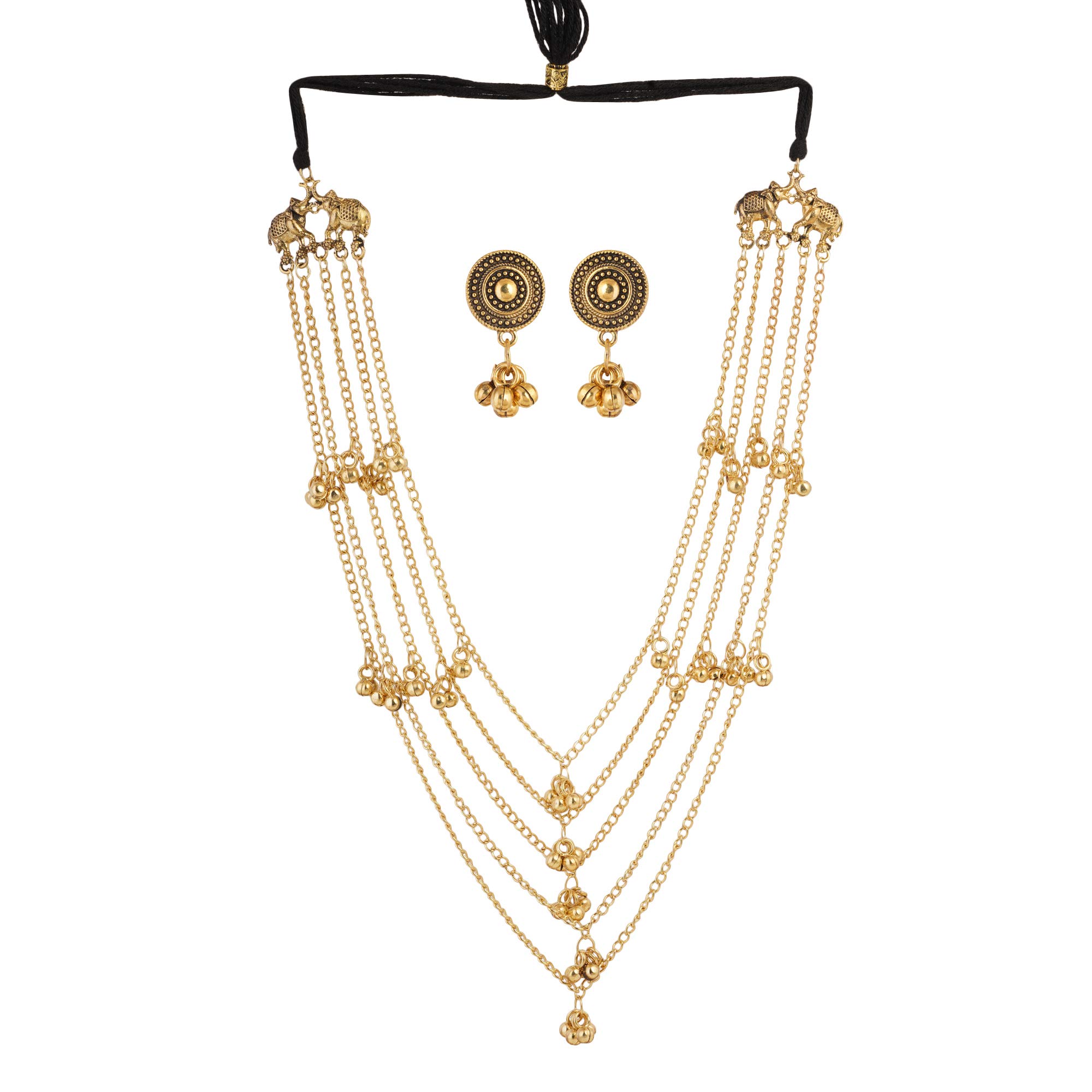 Jwellmart Fashion Bollywood Traditional Indian/Bohemian Style Oxidised Plated Multi Layer Choker Ghungroo Necklace for Women/Girls