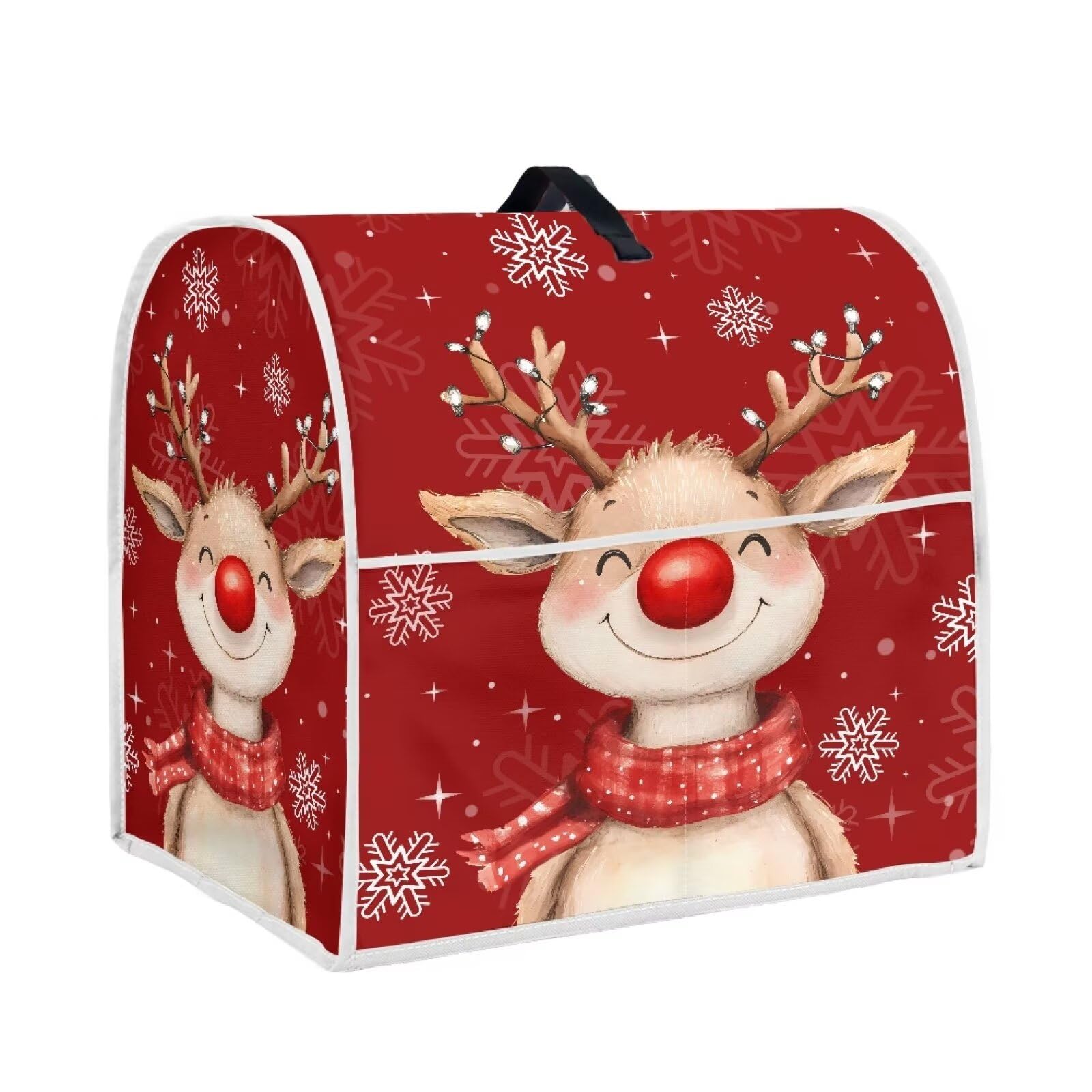 HUISEFOR Christmas Reindeer Stand Mixer Cover 4.5-5 Quart Kitchen Mixer Cover Washable Food Processor Protective Covers Dust Protection Insulated Kitchen Appliance Cover Xmas Decor