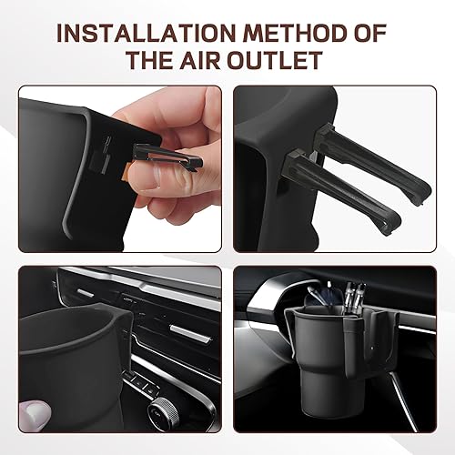 Miniatura 6 de Organizador de portavasos para automóvil, soporte para teléfono de bebidas 2 en 1, botella multifunción y soporte para teléfono para ventilación de