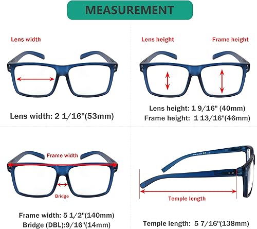 Miniatura 9 de Eyekepper Paquete de 5 lentes de lectura de gran tamaño para lectores cuadrados de marco grande para hombres y mujeres - Negro +2.50