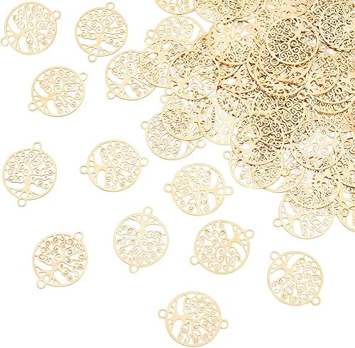 DICOSMETIC Árbol de la vida - Conector de eslabones de árbol de la vida, dije hueco de árbol con diamantes de imitación de doble bucle, colgantes,