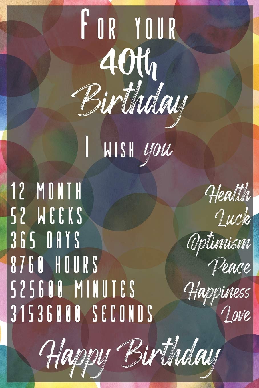 For your 40th Birthday I wish You: Lined Birthday Journal and Unique Greeting Card I Gift Alternative for Women and Men