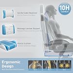 HLDIRECT Gaming Chair, Video Game Chair with Pocket Spring Cushion, Ergonomic Computer Chair for Adults with Headrest and Massage Lumbar Support, Swivel PU Leather Office Chair (Blue&White)