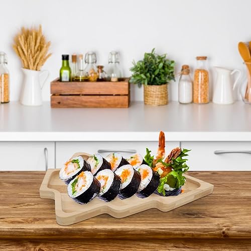 Miniatura 5 de ERINGOGO Bandeja de madera para servir - Bandejas de madera decorativas en forma de árbol de Navidad para aperitivos, queso, galletas, sándwiches,