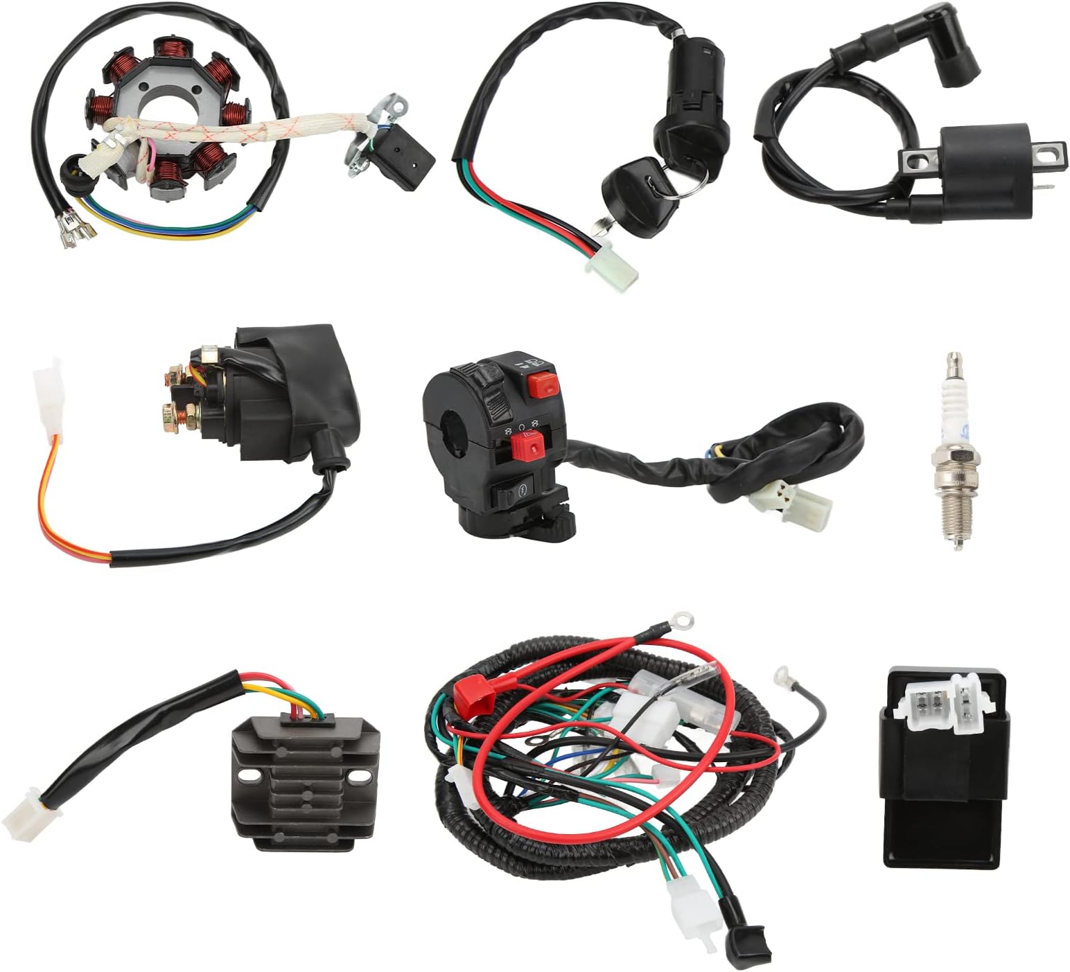 Electrical wiring harness, CDI Electrical wiring harness Ignition switch Rectifier Stator coils solenoid valve for 125cc 150cc 200cc 250cc ATV