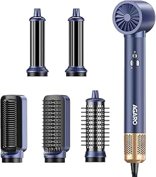 AGARO Imperial Multifunctional 6-in-1 Hair Styler, 1200W, High Speed Ionic Hair Dryer Brush, Blow Dryer Brush, Detachable Hair Styling Tools, Volumizi...