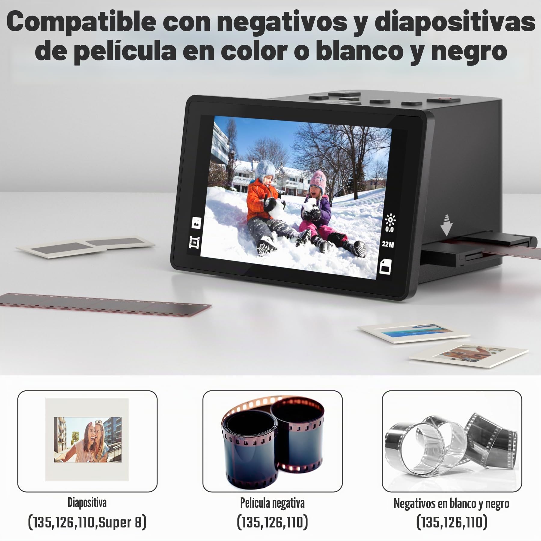 Escáner digital de películas y diapositivas LCD 5 pulgadas 135 126 KPK 110 Super 8