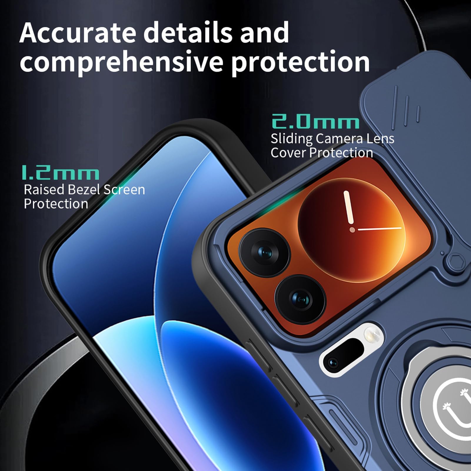 Wojskowe etui do Xiaomi 17 Pro Max / 17 Pro / 17, obrotowa osłona soczewek, chłodząca zbroja, regulowany pierścień magnetyczny, czerwone, 17 Pro Max