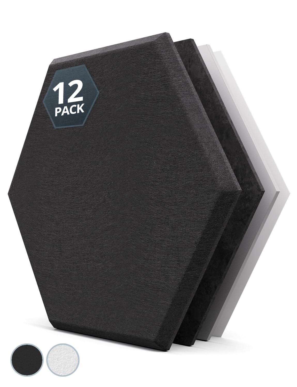 Kuchoow Hexagon Akustikplatten selbstklebend Schallabsorber Wand, 12 Stück Akustikpaneele Filz Akustik Absorber für Büro, Studio, Decke, Tür, Gaming, Kinderzimmer, Wohnzimmer, 30x26x0,9 cm
