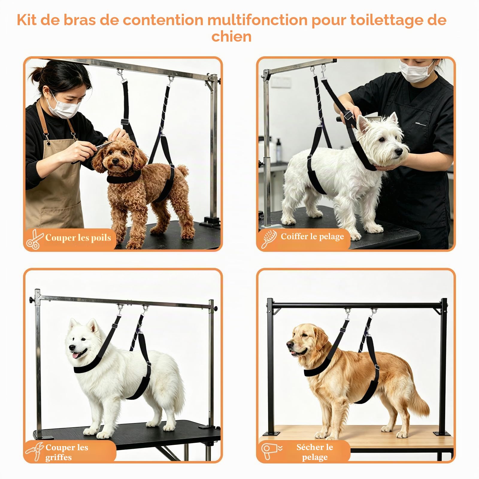 ASOCEA Bande De Sangle Ventrale De Toilettage pour Chien Boucle De Retenue De Bain RéGlable Noose Nylon Bain De Plomb pour Chat pour Chiot Chaton Petits Chats Moyens Chiens Coupe De Cheveux Lavage