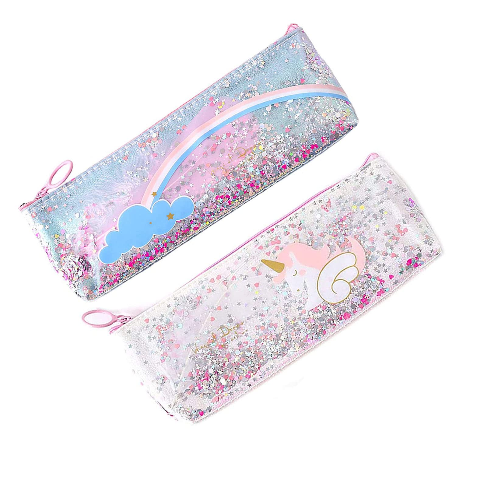 2 Pieza Estuche de lápices/Bolígrafos Unicornio Bolsa Grande Capacidad Arenas Movedizas,para papelería