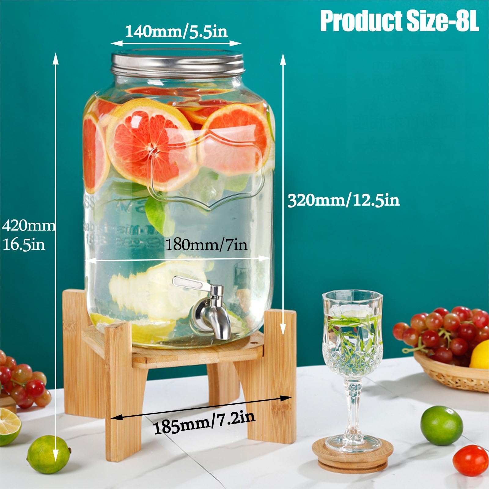 スタンド付きガラス製ドリンクジャグ/蛇口/ドリンクサーバー 送料無料 ガラス製 ジャグ ドリンクサーバー 蛇口付き 透明 3L