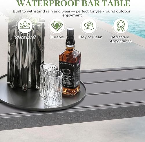Miniatura 44 de Mesa de barra de altura de mostrador de patio al aire libre, rectangular de 47 pulgadas para patio, jardín, balcón, junto a la piscina