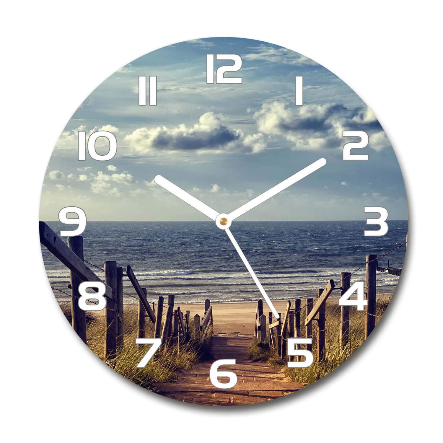 Horloge en verre rond 30cm Tulup silencieuse salon moderne
