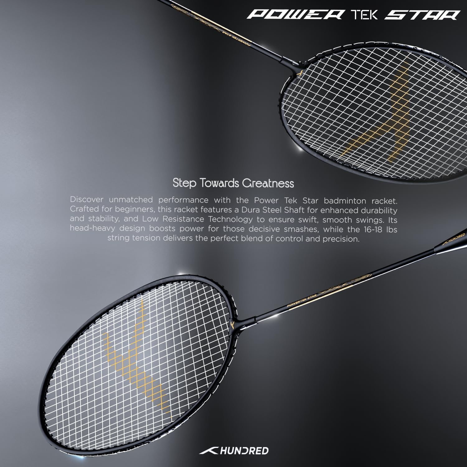 Hundred Powertek Star - Set di Racchette da Badminton Unisex Adulto