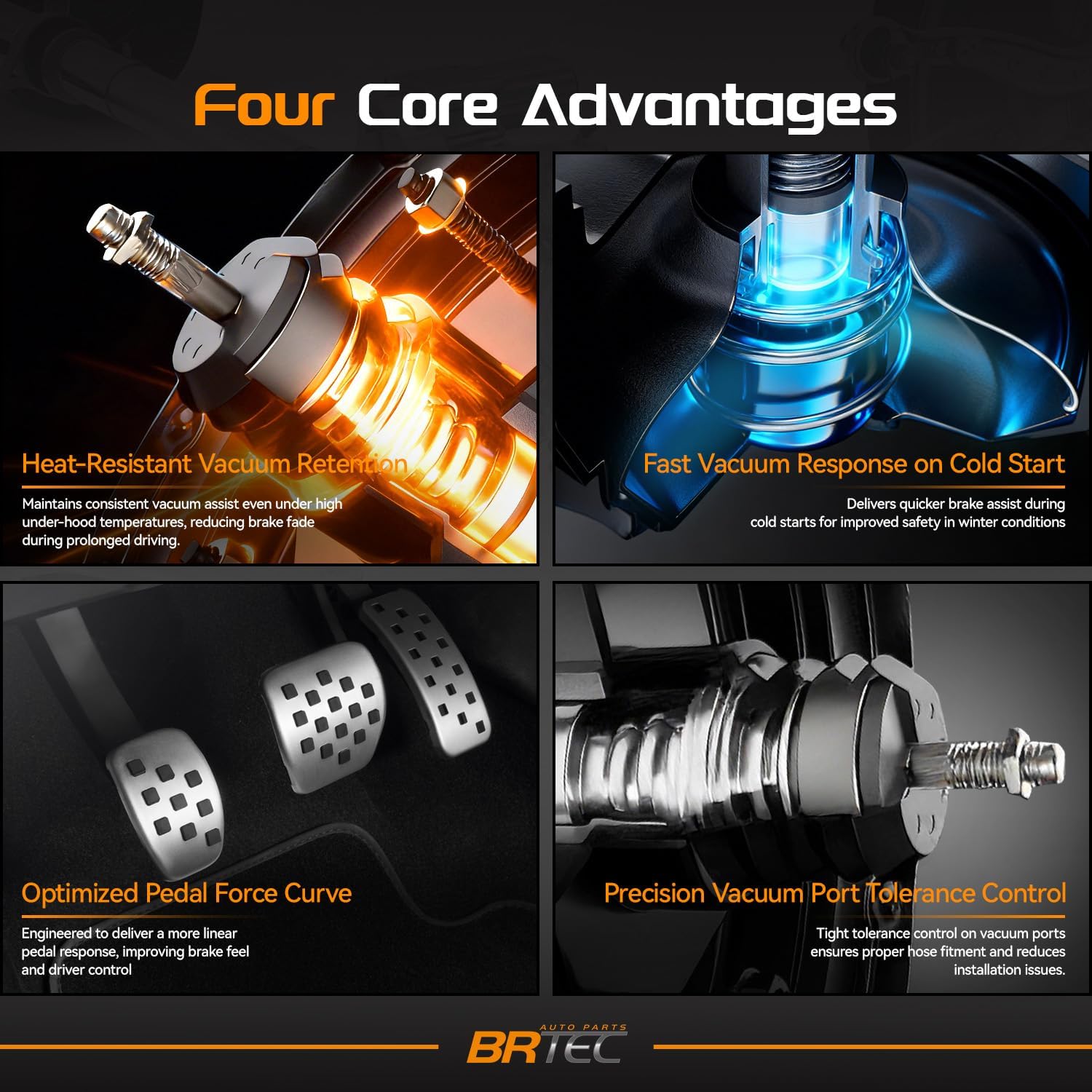 Vacuum Power Brake Booster Compatible with Toyota RAV4 2006-2018, 2.4L 2.5L, Without Master Cylinder, Replace# 53-4933,446100R011