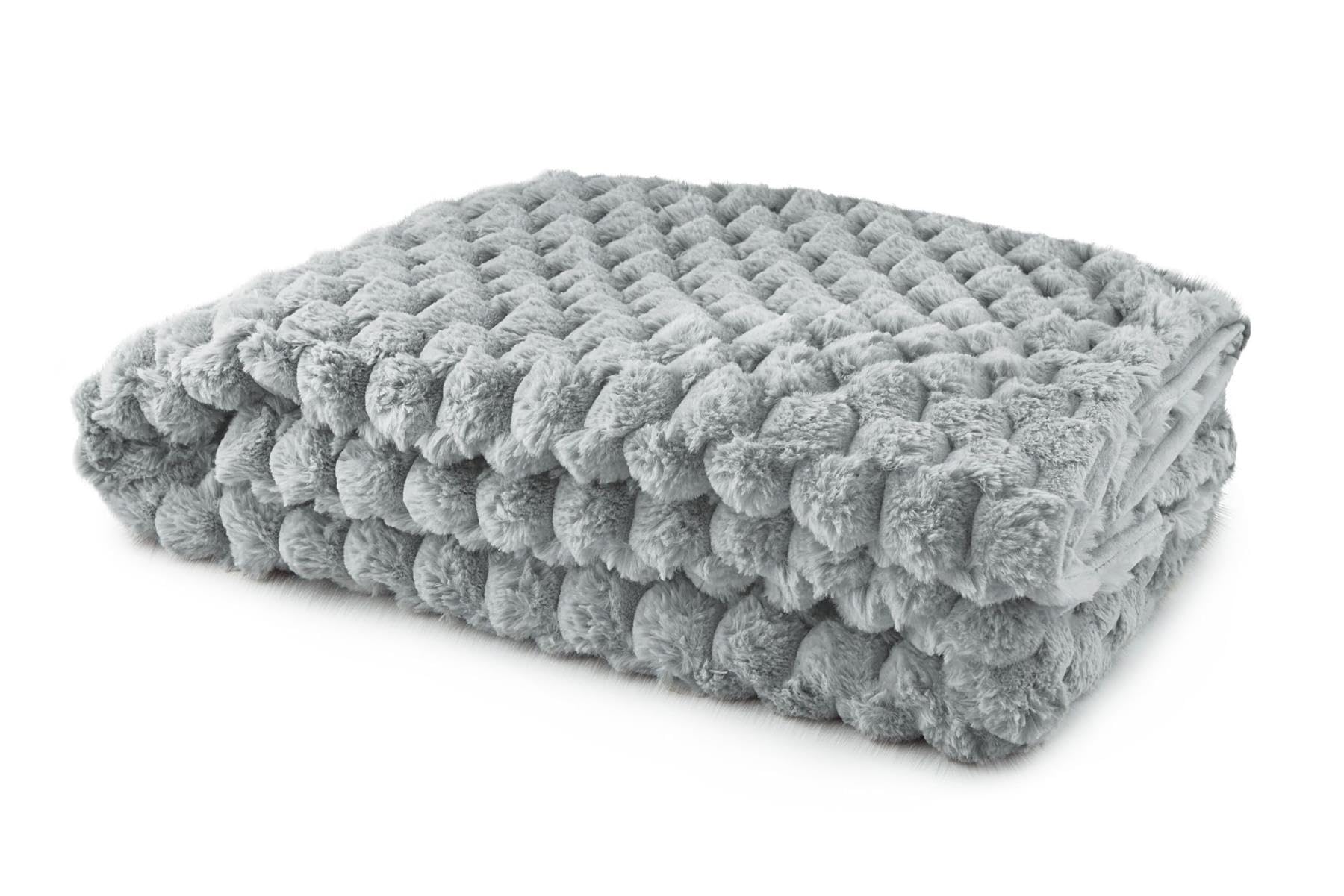 Emma Barclay Silver Grey Lush Luxurious Fluffy Faux Rabbit Fur Throw Blanket (, 50X60 (127X152cm))