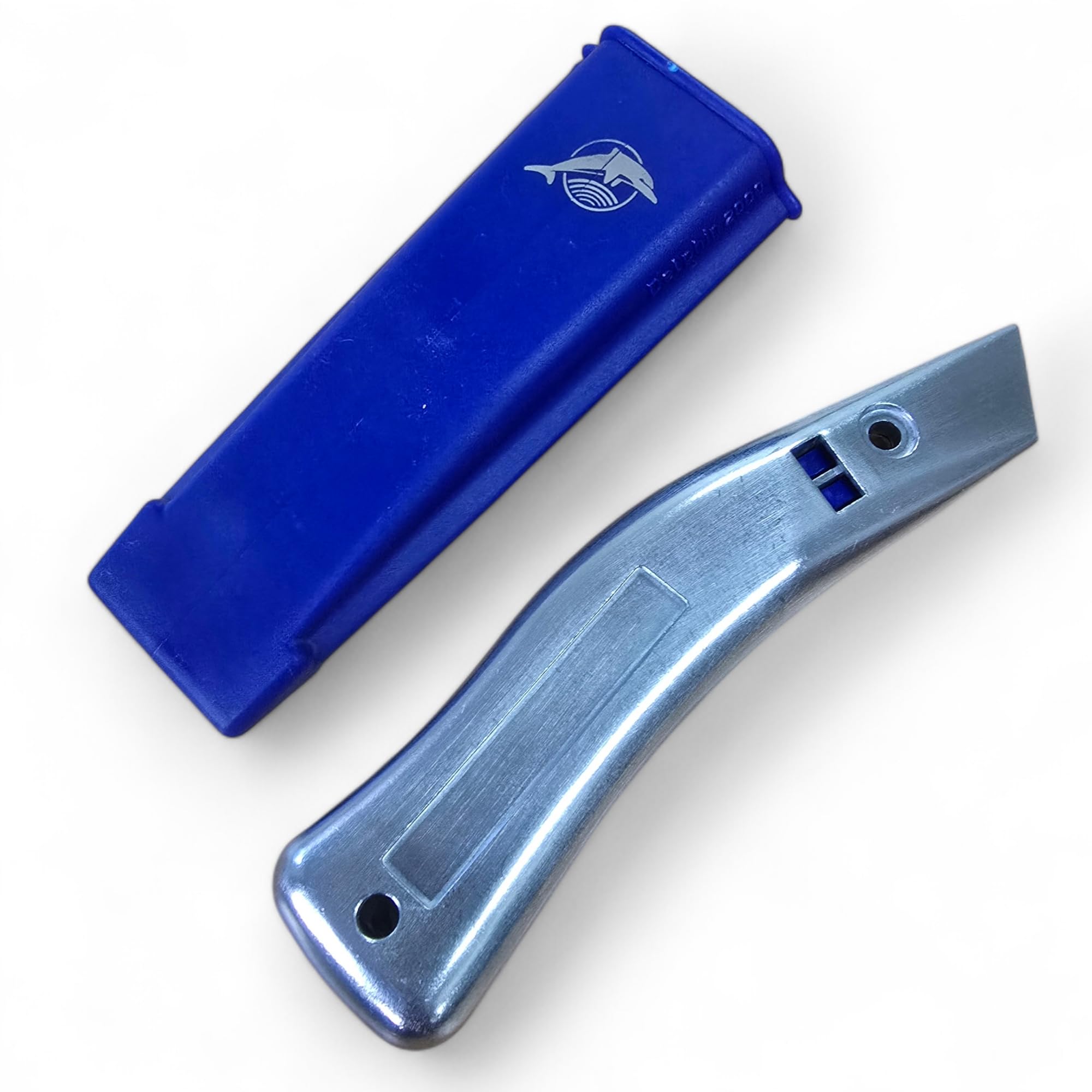 Dolphin 2000 - Mango de cuchillo de corte de alfombras de liberación rápida azul con funda, ajuste de alfombras, recorte de trabajo, sin cuchillas PTL®