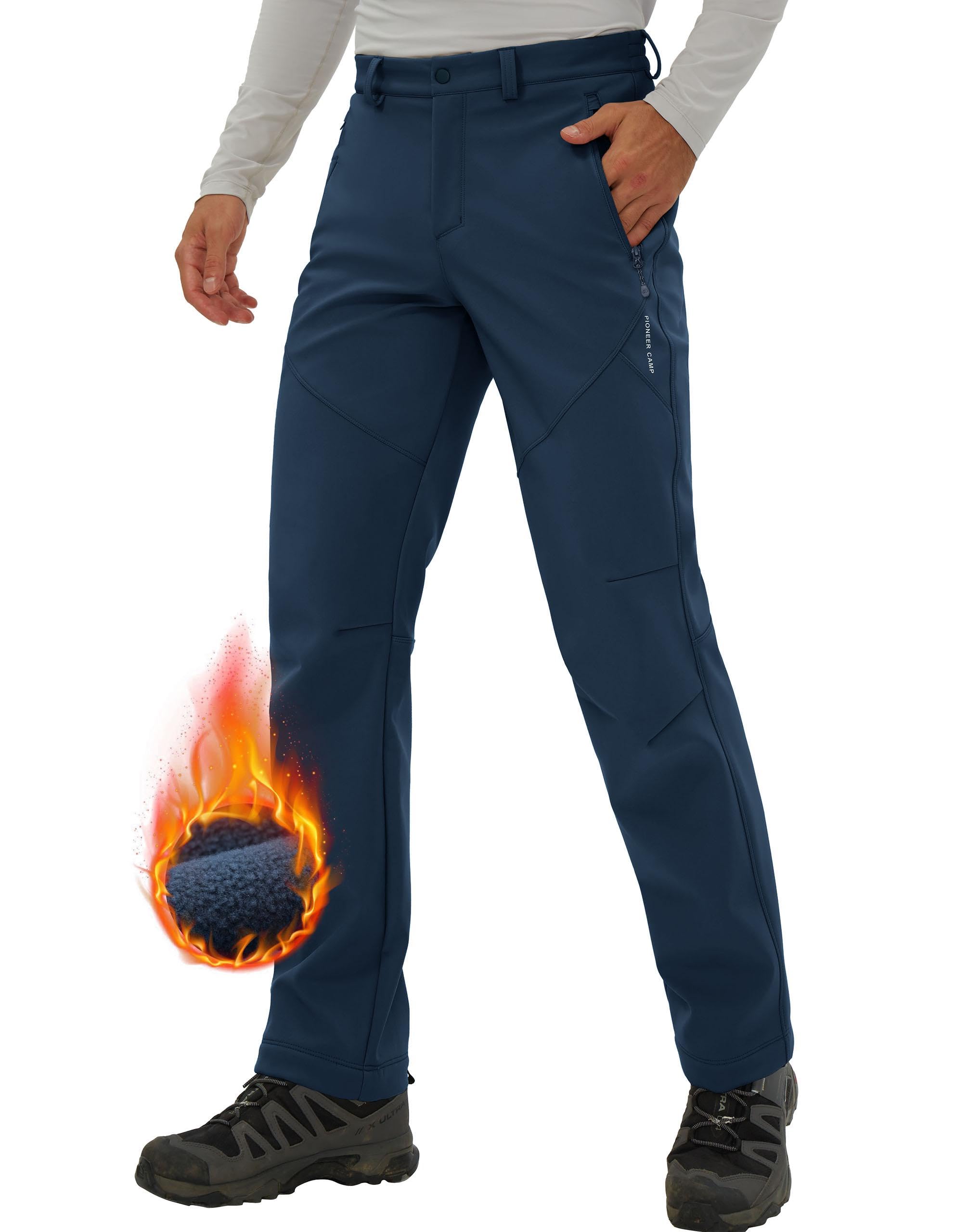 Pioneer Camp Pantalon de randonnée pour homme - Doublure en polaire - Imperméable - Avec 3 poches à fermeture éclair