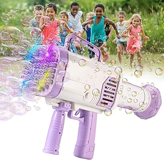TOYESUNA Bazooka Bubble Gun Bubble Maker Machine with 32 Holes for Boys and Girls, Summer Kids Toy for Age 3 4 5 6 7 8+ Years Old. Widely Use for Party, Wedding or Games (Purple)