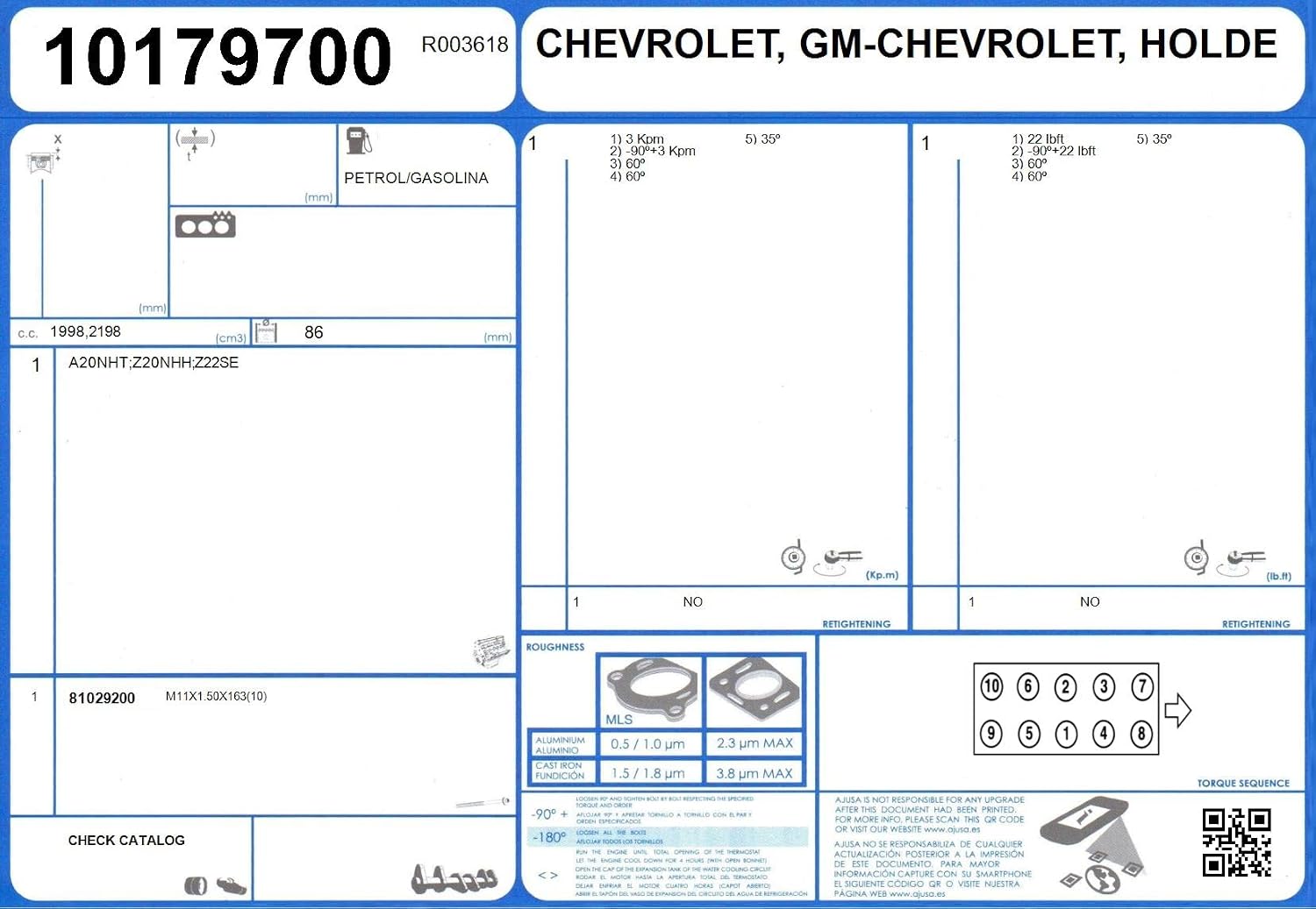 Ajusa 10179700 Gasket cylinder head