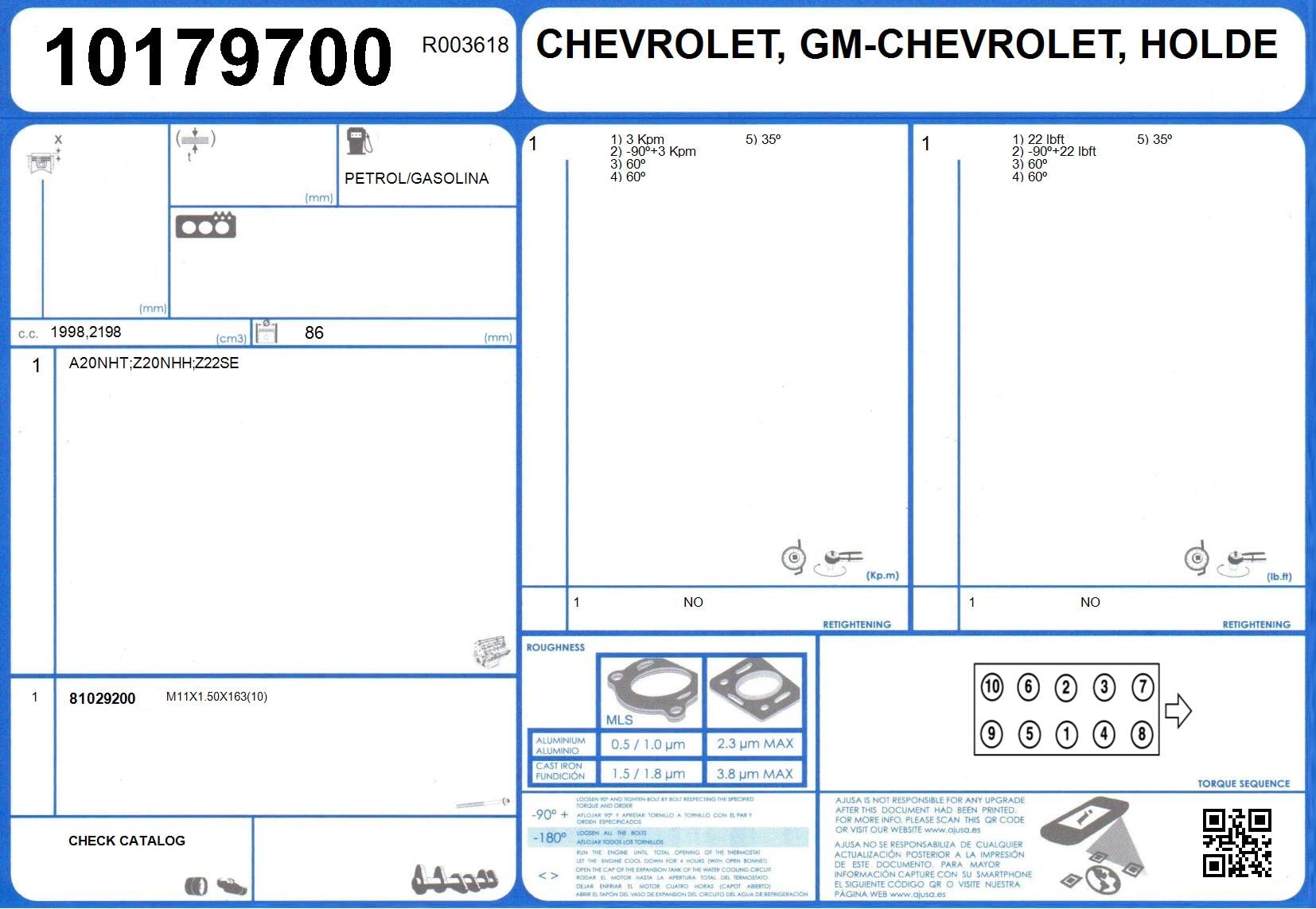 Ajusa 50330100 Kit Completo Di Guarnizioni Per Motore