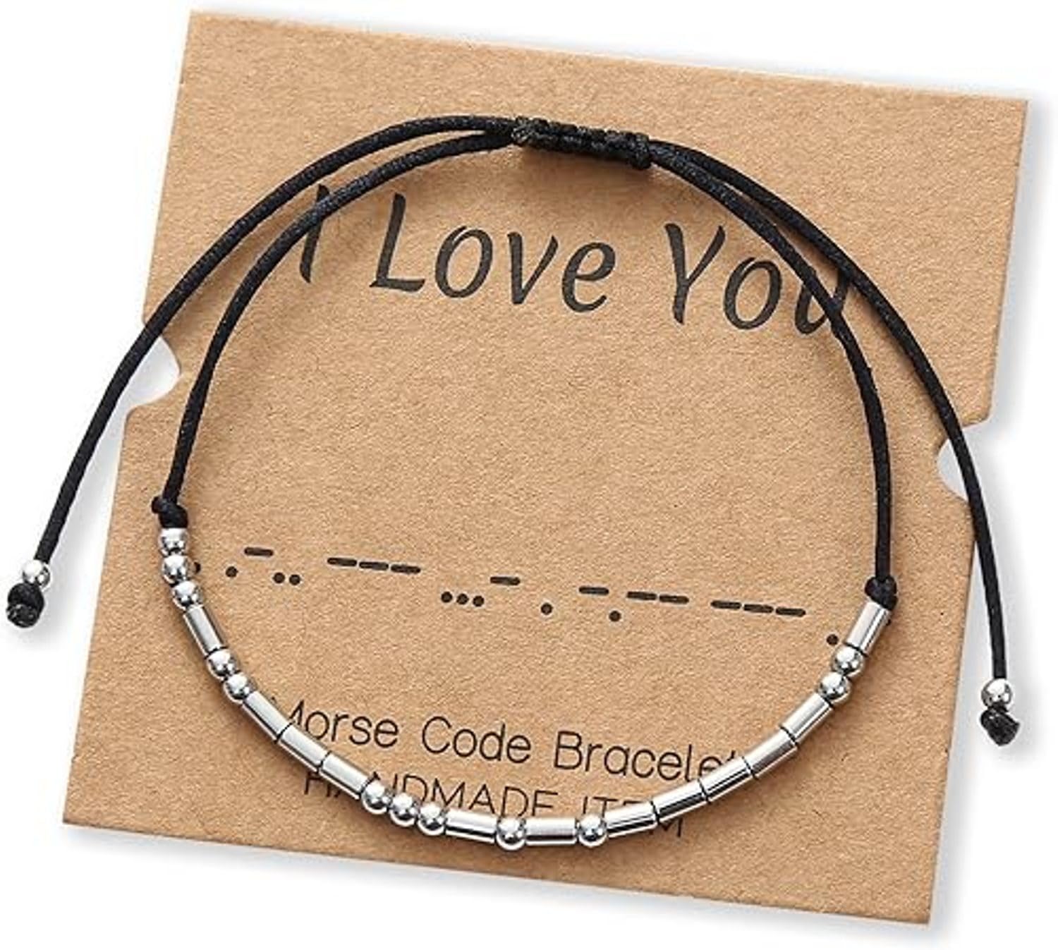 VR Creatives I Love You Bracelet Morse Code Morse Code Beads with Cord Handmade Wrap Bracelet For Men, Secret Message Jewelry Gifts (B0CZ95FSXN) Amazon Price History, Amazon Price Tracker