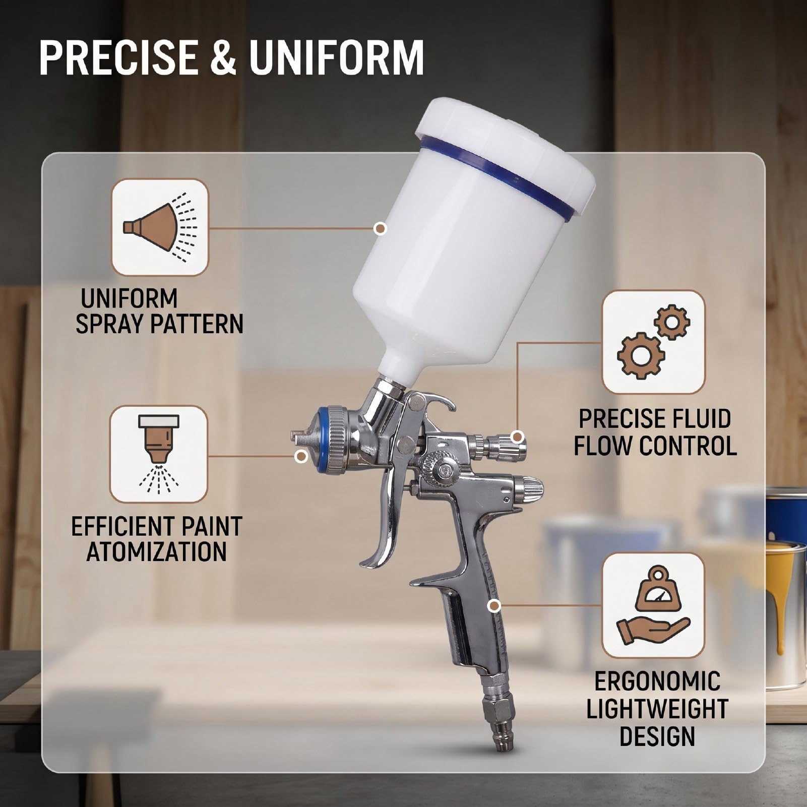 Pistolet de Peinture à Air HVLP avec Buse de 1,3 mm