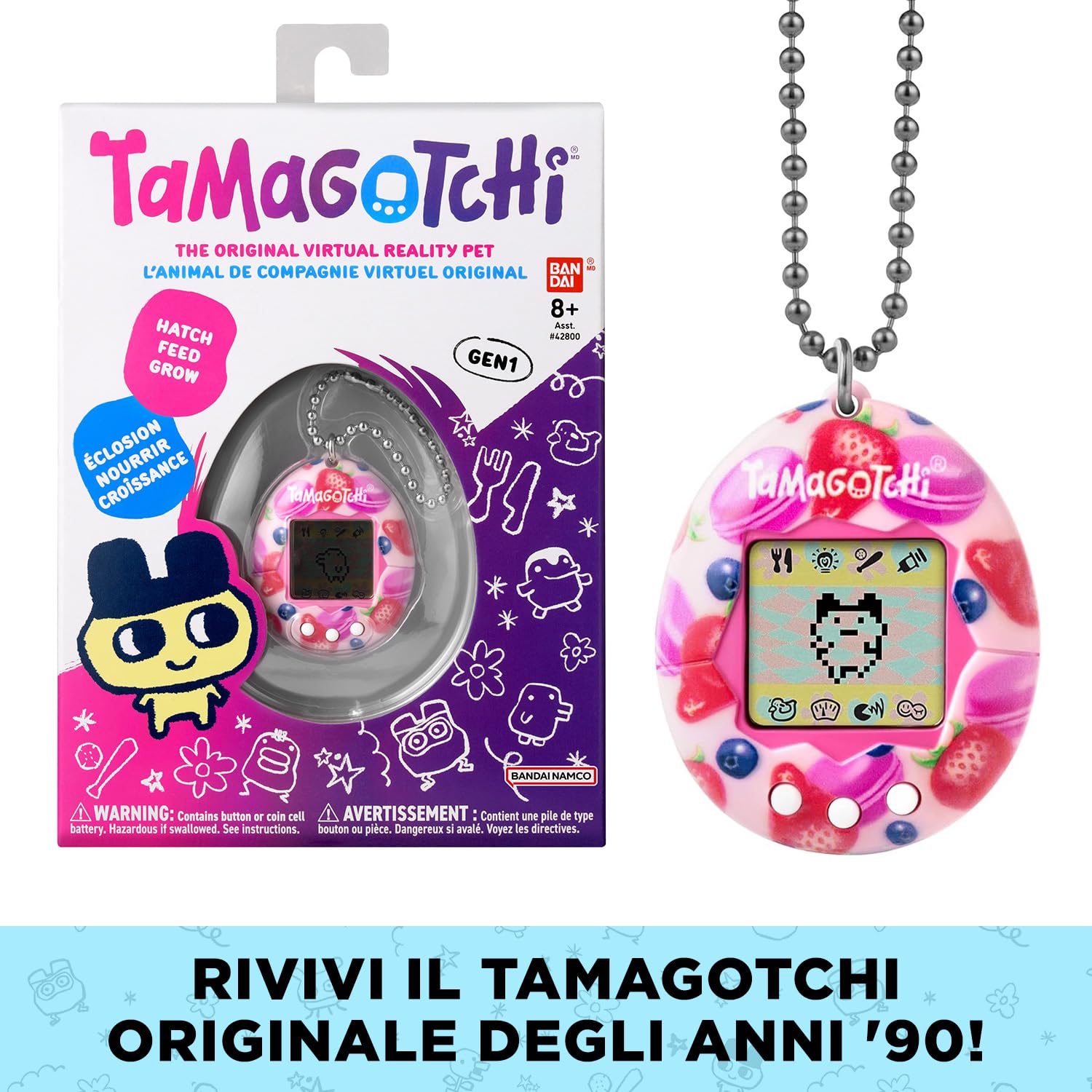 Tamagotchi Original Bandai Berry Delicious Virtual Pet LCD Screen Interactive Game Italian