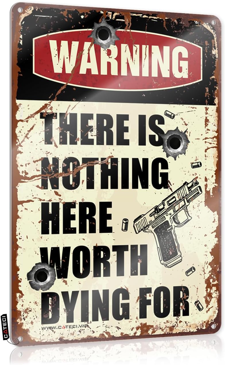 "Warning There is Nothing Here ..." 12x16in Metal Sign - Funny Decor