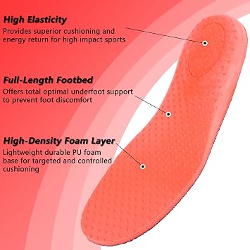 riemot Sports Insoles for Men, High Elasticity PU Shoe Inserts with Arch Support and Heel Cup, Shock Absorbing Insoles for Walking, Light Running, Sneakers & Running Shoes Black US9/ EU42