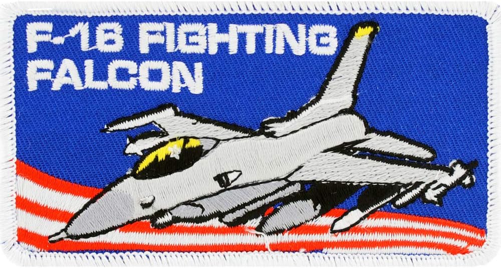 Artisan Owl United States Air Force USAF F-16 Fighting Falcon Embroidered Patch, with Iron-On Adhesive (Rectangle)