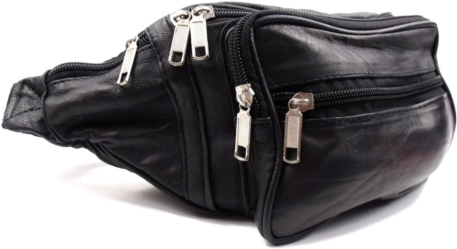Leather waist bag bum bag travel pouch pack 5 zips