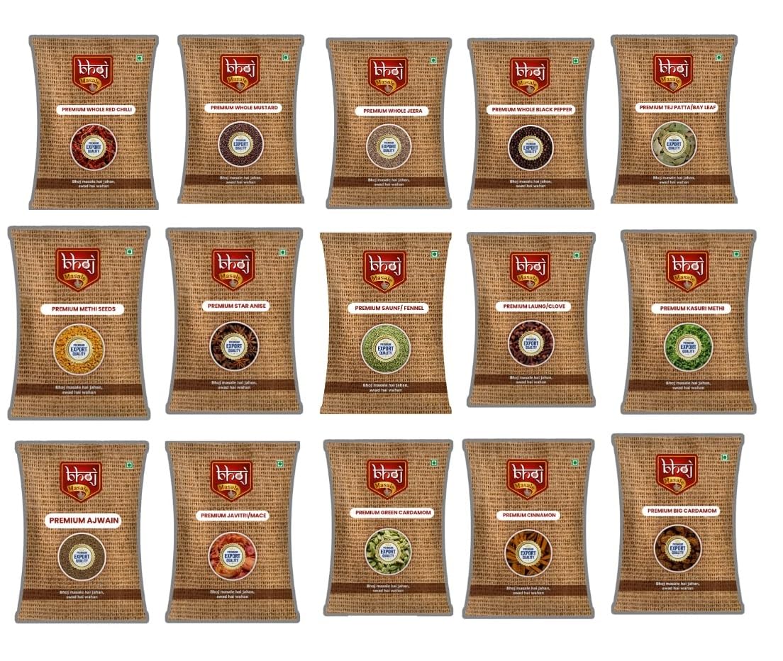 See full amazon price history chart for Bhoj Masale Red Chilli + Mustard + Jeera + Black Pepper + Tej Patta + Meethi + Star Anise + Saunf + Clove + Kasturi Methi + Ajwain + Javitri + Green Cardamon + Chinnamon + Big Cardamon (net wt 565 grams) Bhoj Masale Red Chilli + Mustard + Jeera + Black Pepper + Tej Patta + Meethi + Star Anise + Saunf + Clove + Kasturi Methi + Ajwain + Javitri + Green Cardamon + Chinnamon + Big Cardamon (net wt 565 grams) (B0CVMTRSV1) Amazon Price History, Amazon Price Tracker
