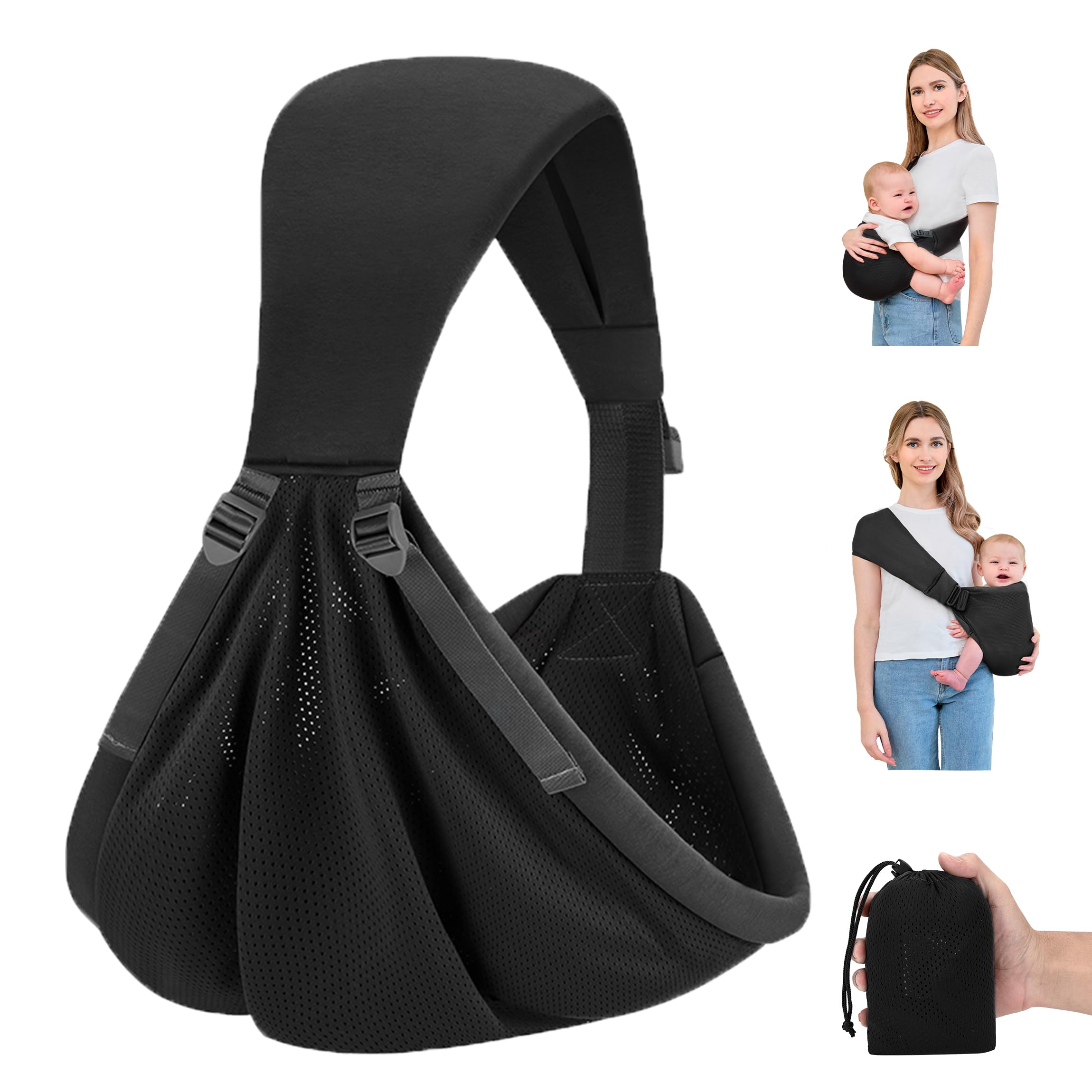 Huifen One-Shoulder Baby Sling (Black)