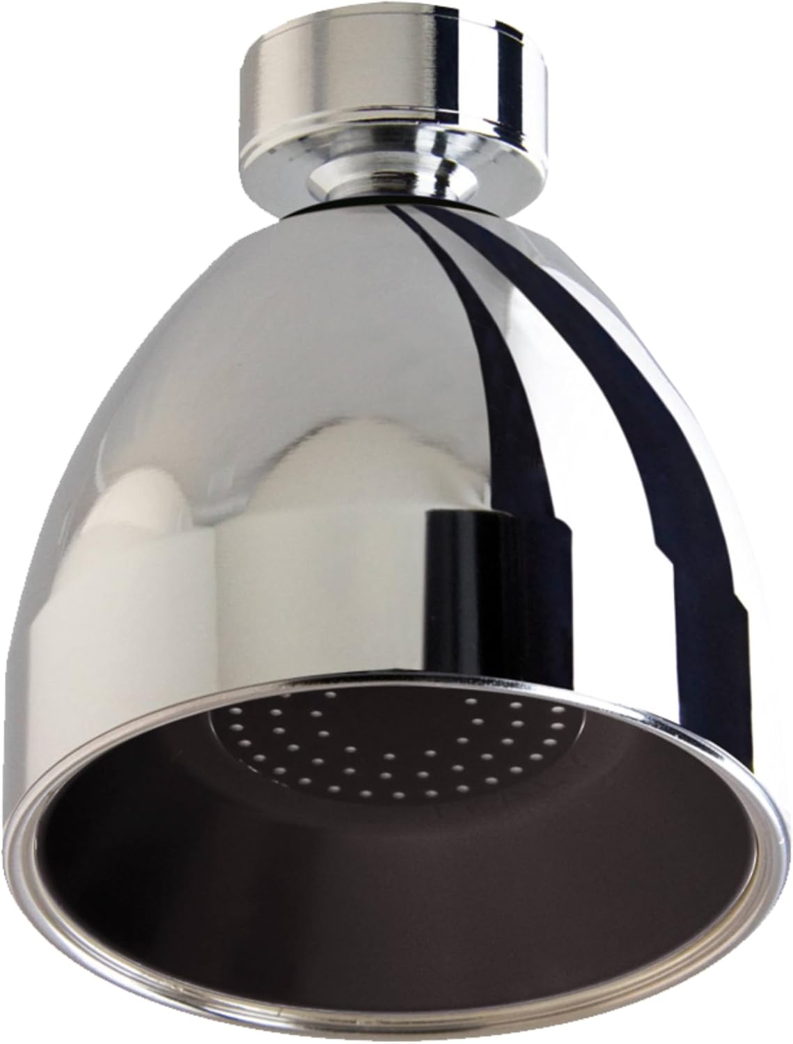Siroflex 2765/S Fixed Shower Head with Brass Swivel – Made in Italy - Anti-Limescale Shower Head - Stainless Steel Filter Screen, Removable Flow Restrictor (Up to 40% Water Savings), (Black Chrome)
