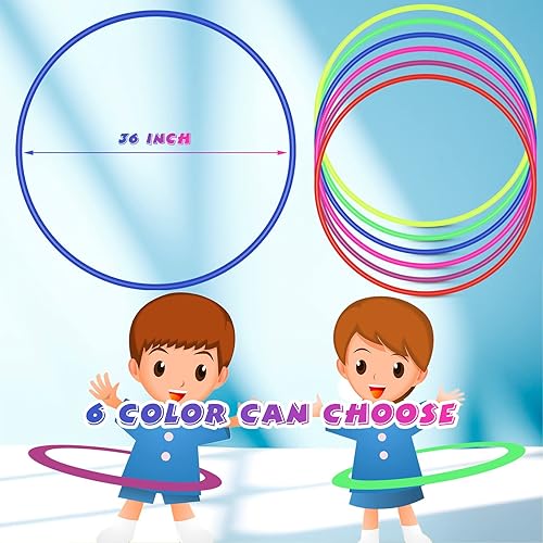 Miniatura 3 de Jerify Paquete de 6 aros de ejercicio de 36 pulgadas aros de plástico a granel para niños adultos niños aros de plástico para jardín patio trasero