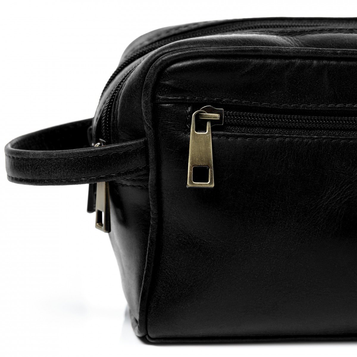 SID & VAIN Neceser Hombre Grande Cuero I Neceseres de Viaje I Bolsa de Aseo GATWICK Negro Hecho a Mano