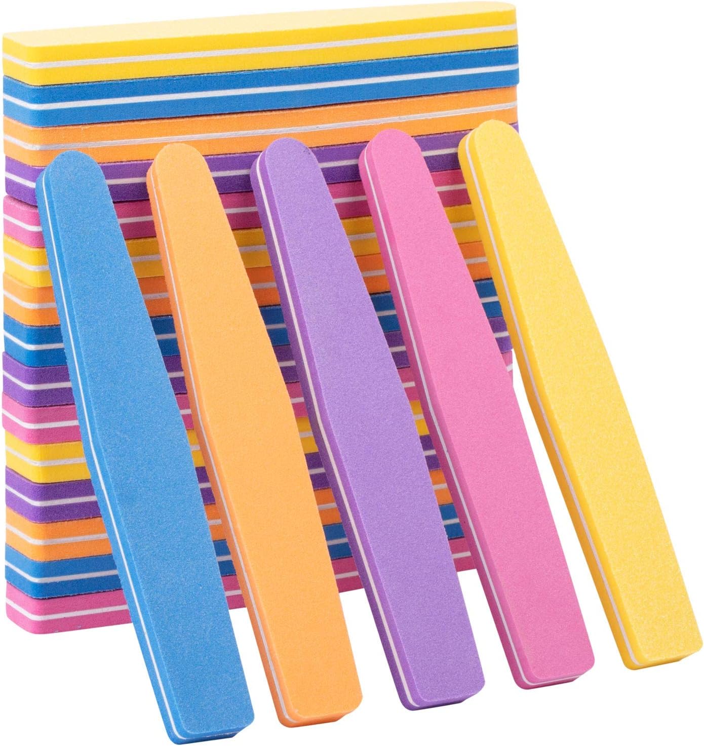 Beauty Max 20 Pieces Nail Buffer Block Sponge Nail File Washable Double Sided 100/180 Sanding Block Buffing Files