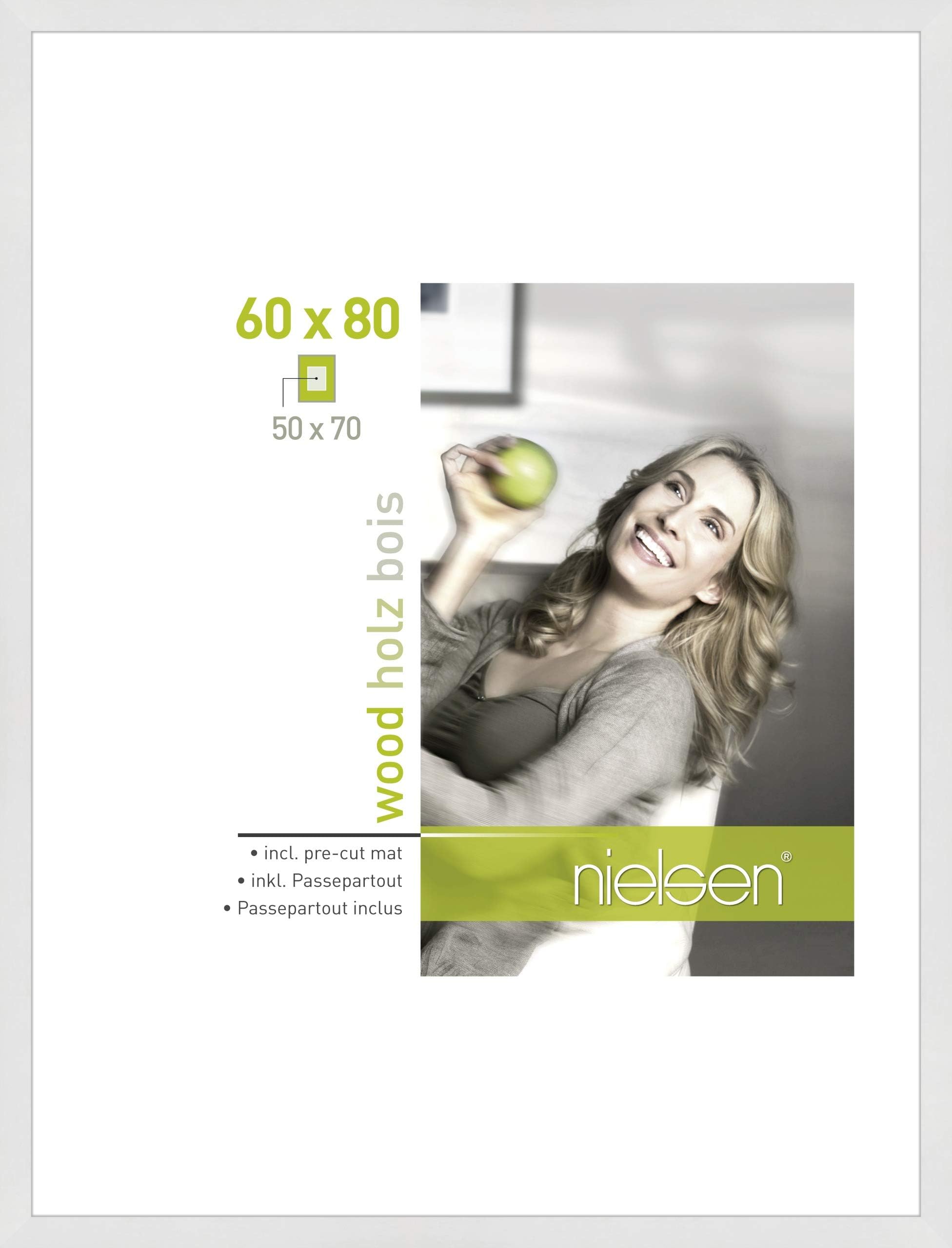 accent by nielsenApollon Wooden Picture Frame White 60x80cm with White Mount to Fit 50x70cm Photo, Float Glass and Push and Turn ClipsThe Forest Stewardship Council
