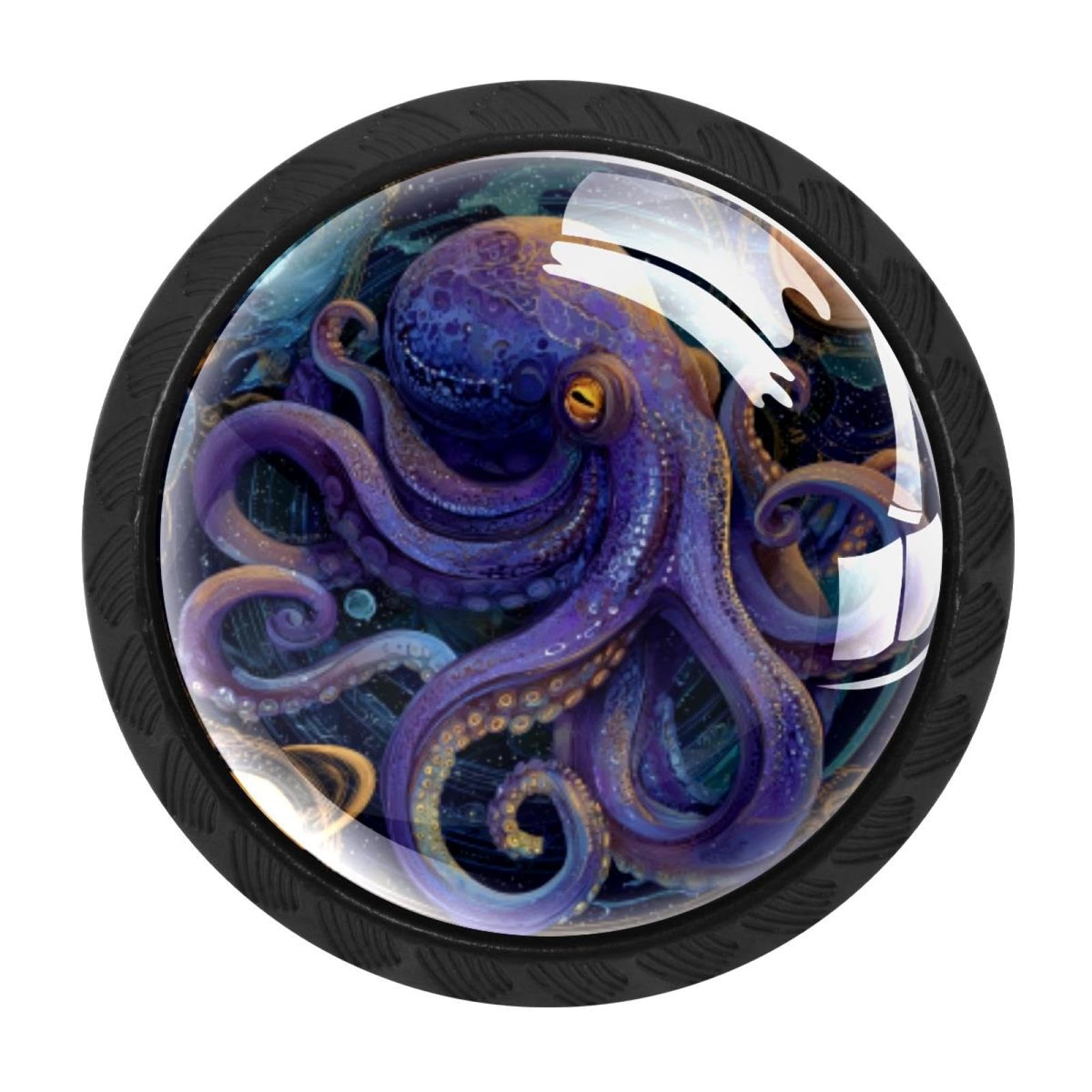 CHENZZZZ 4 Pack Black Octopus Cosmic Planets (2) Kitchen Handles, Cabinet Pulls Hardware for Cupboard Drawer Knobs Dresser Pulls