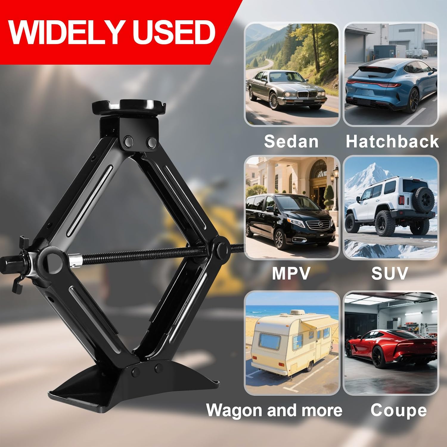 Car Jack Kit 2.5 Ton (5512 lbs),Scissor Jack for Car with Rubber Pad, Equipped with Upgraded Cross Wrench, Portable tire Jack Replacement kit, and SUV MPV car Emergency