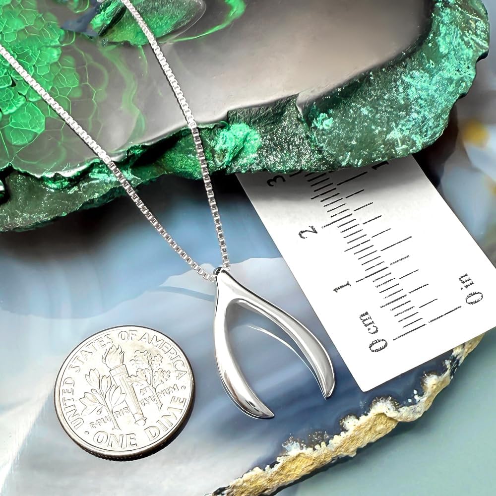 Wishbone Necklace for Women, High Polish Sterling Silver Wish Bone Necklace, Good Luck Necklace, Lucky Charm Jewelry, Best Wishes Birthday Gift - Image 4