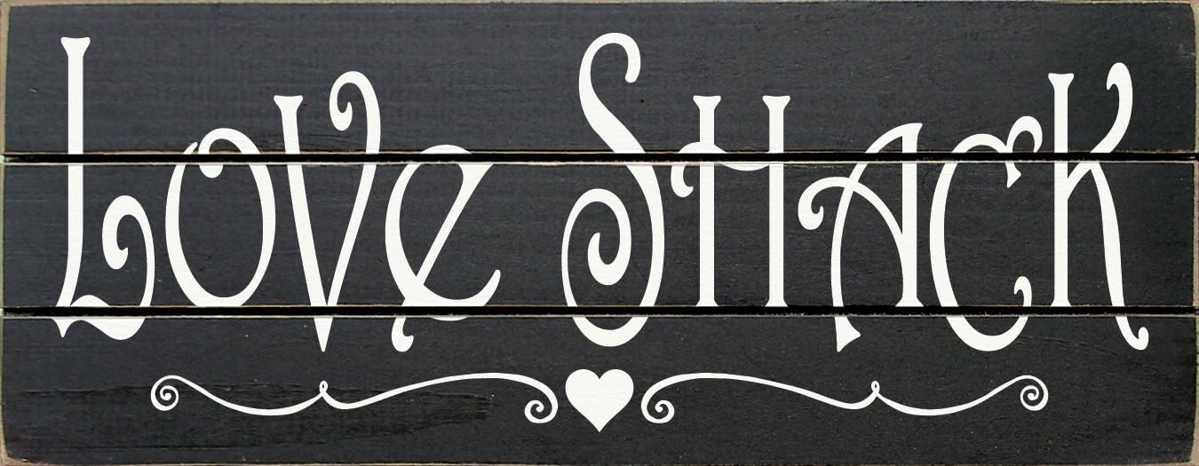 Slatted Wood Sign - Love Shack (Black)