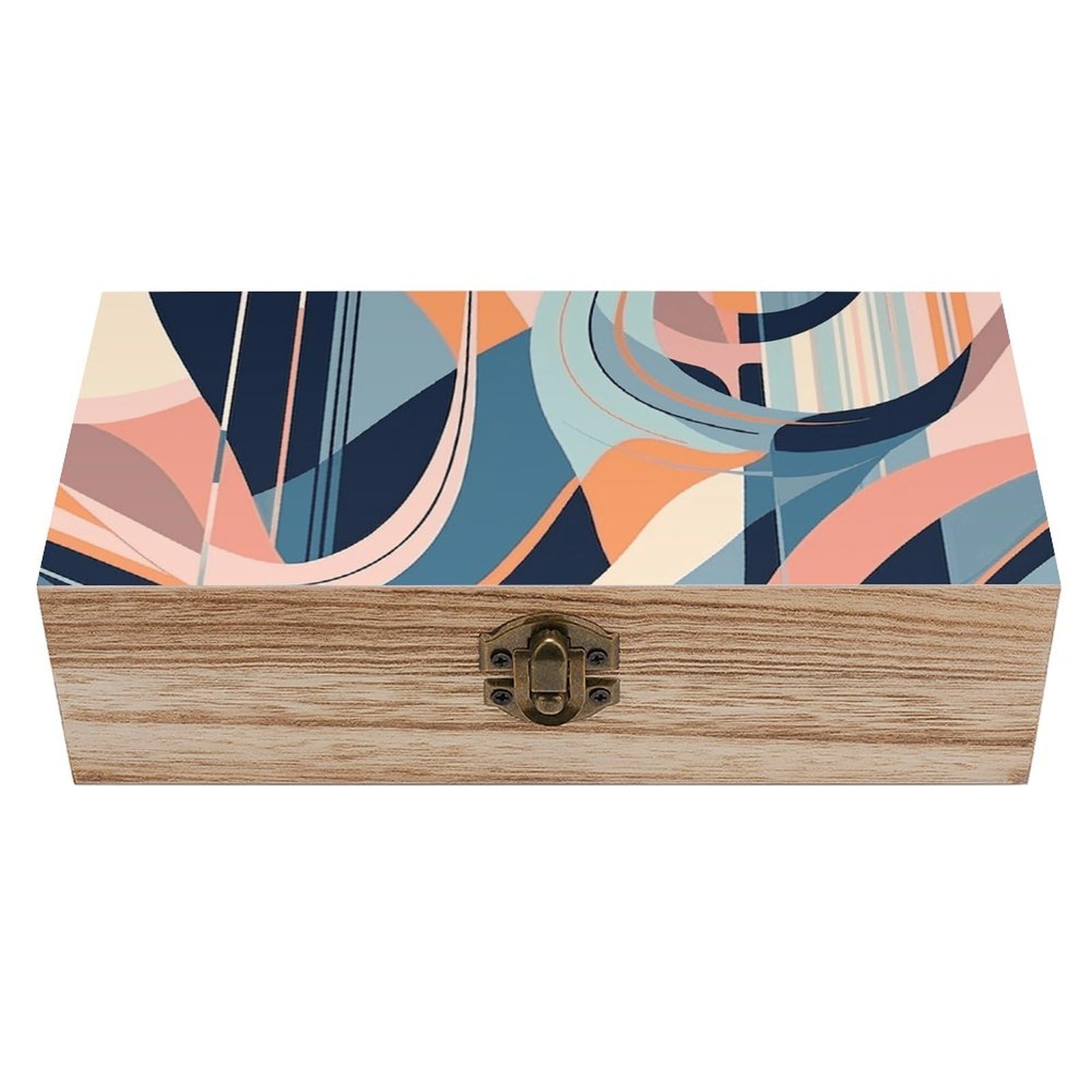 Boîte de rangement en bois avec couvercle boîte à bijoux design géométrique moderne et boîte souvenirs