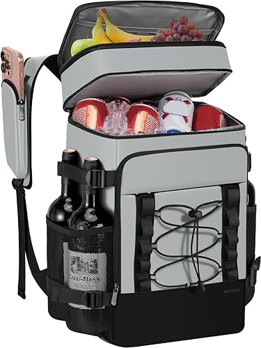 Miniatura 9 de Mochila enfriadora – 40 latas con aislamiento térmico para hombres y mujeres, portátil con 2 compartimentos a prueba de fugas, bolsa enfriadora para